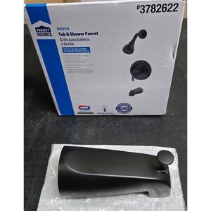 Project Source Dover Matte Black Slip-On Diverter Tub Spout #3782622